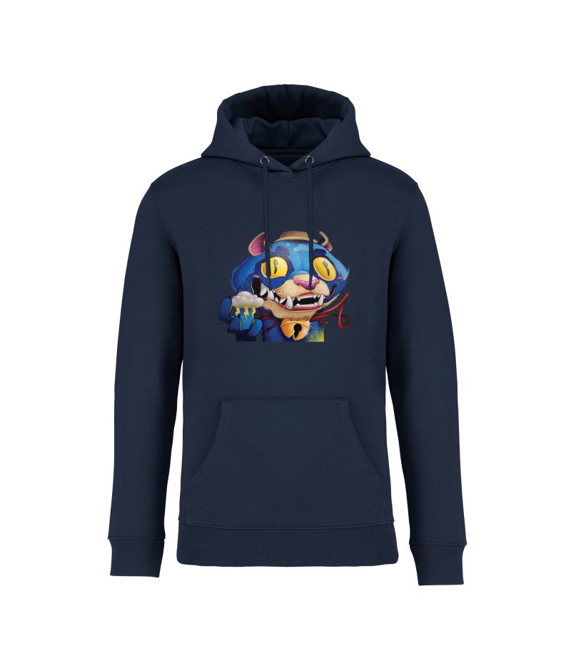 sweatshirt urban cat front bleu marine