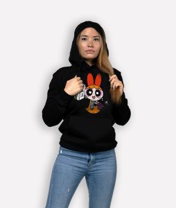 sweatshirt femme super nana mockup front noir