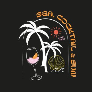 caroline design graphic sea cocktail sun blanc