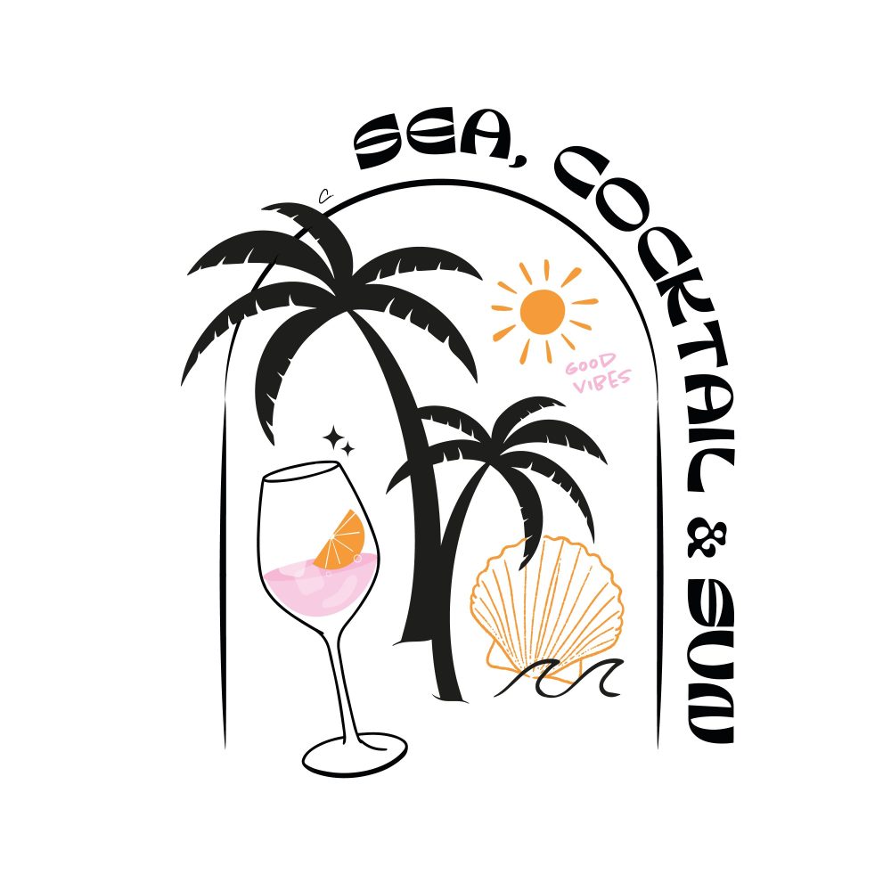 caroline design graphic sea cocktail sun noir