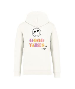sweatshirt good vibes back ivoire
