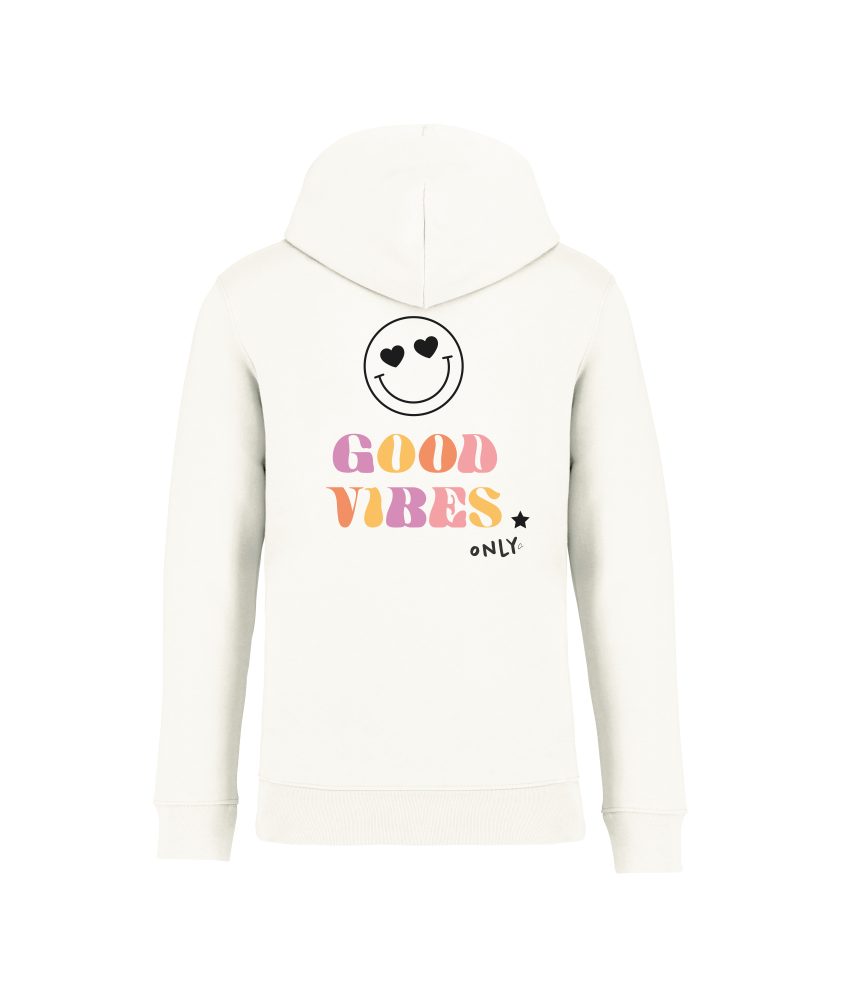 sweatshirt good vibes back ivoire