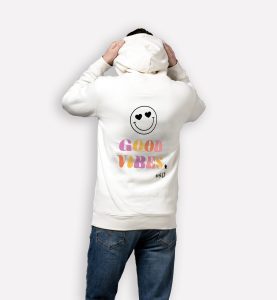 sweatshirt homme good vibes mockup back ivoire