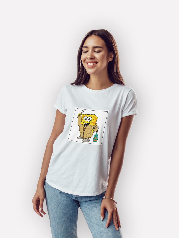 teeshirt femme bob eponge mockup front blanc