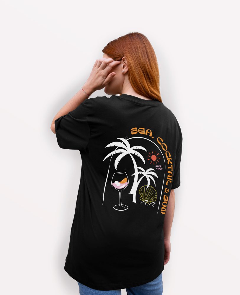teeshirt femme sea cocktail sun mockup clr noir