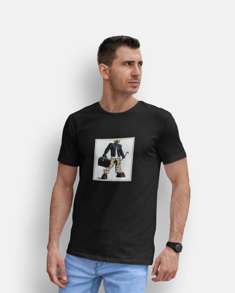 teeshirt homme goldorak mockup front noir