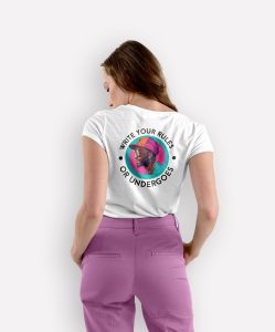 teeshirt femme write your rules mockup back blanc