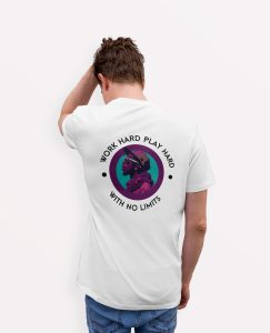 teeshirt homme work hard mockup back blanc