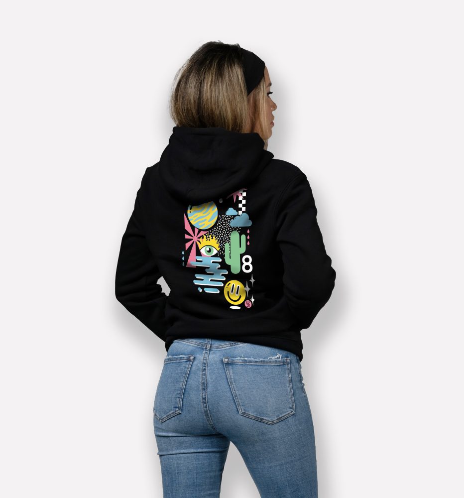 sweatshirt femme cactus mockup back noir
