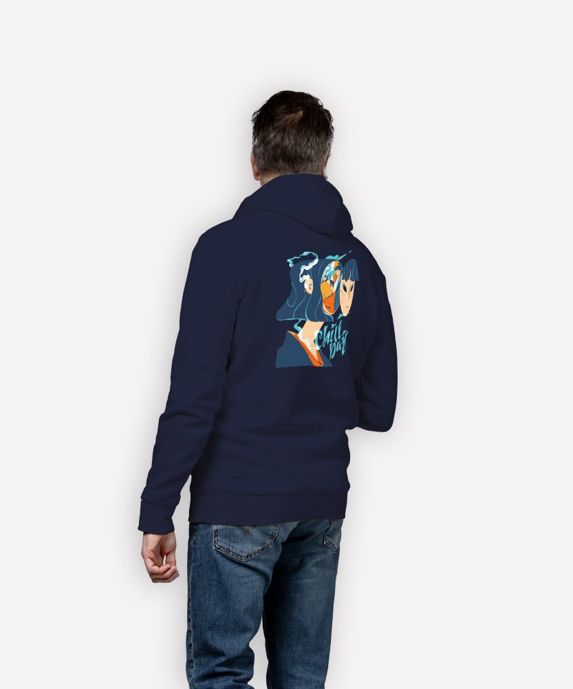 sweatshirt homme chill mockup back bleu marine