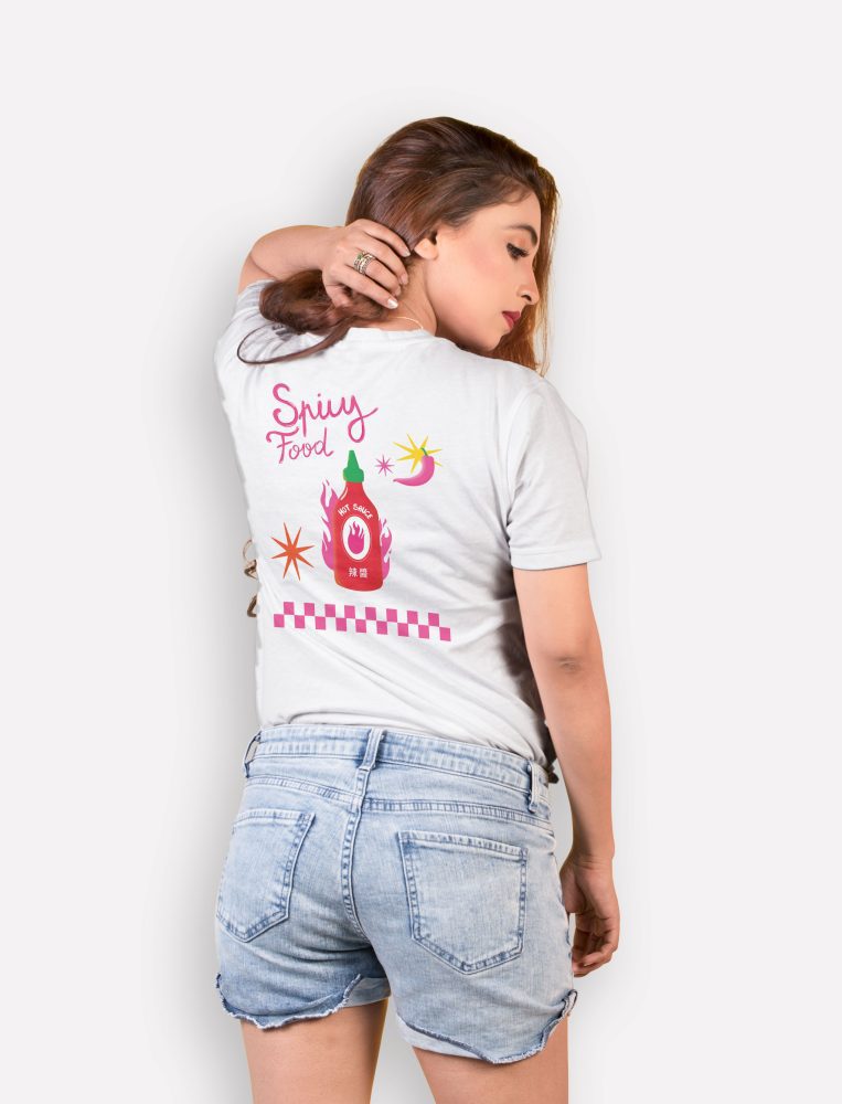 teeshirt femme spicy mockup back blanc