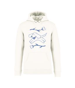 sweatshirt dog flowers front ivoire