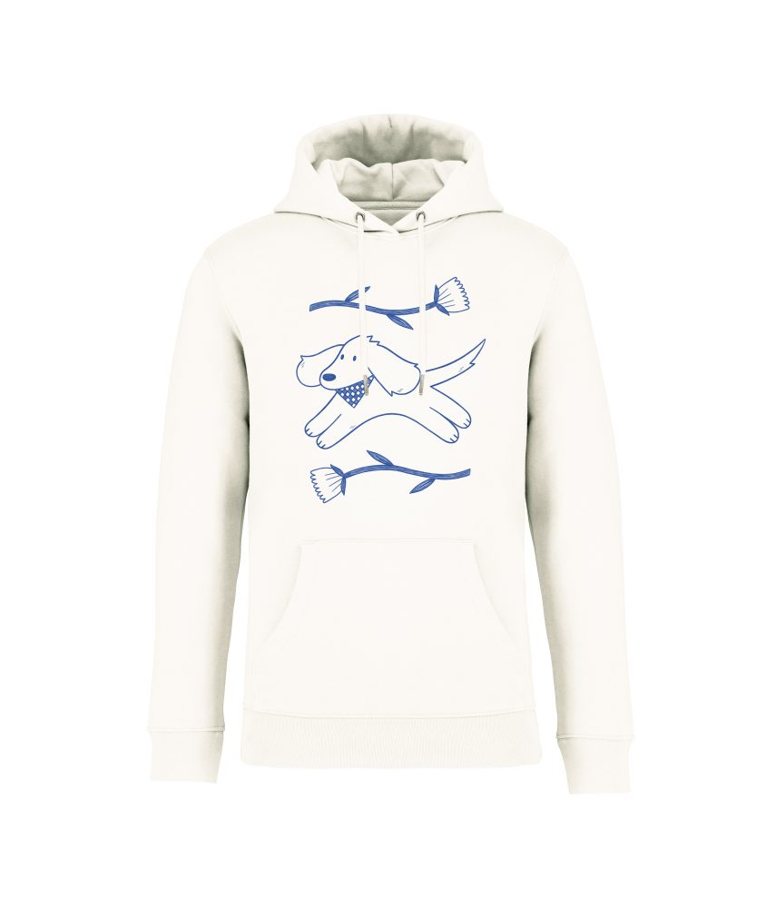 sweatshirt dog flowers front ivoire