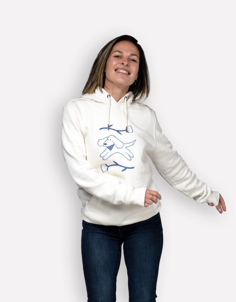 sweatshirt femme dog flowers mockup front ivoire