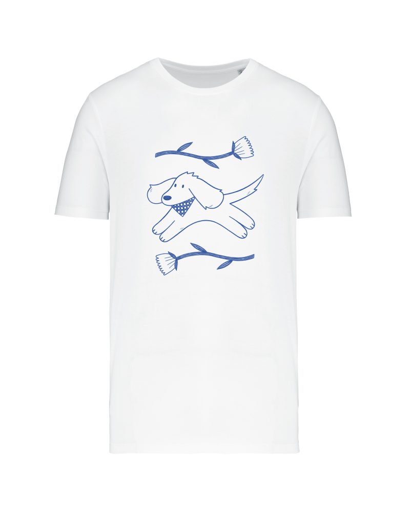 teeshirt dog flowers front blanc