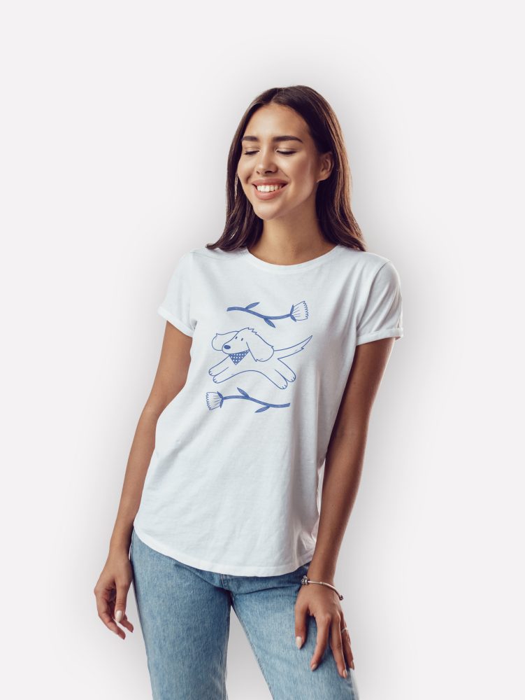 teeshirt femme dog flowers mockup front blanc