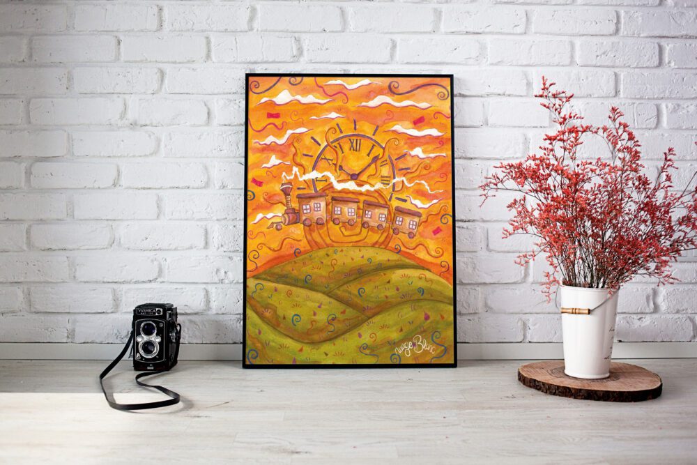 poster mecanique train mockup