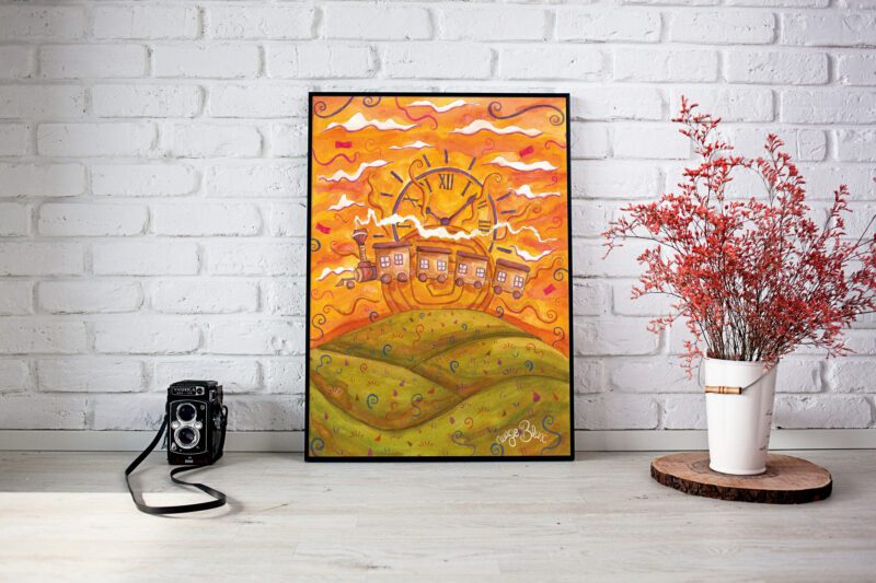 poster mecanique train mockup