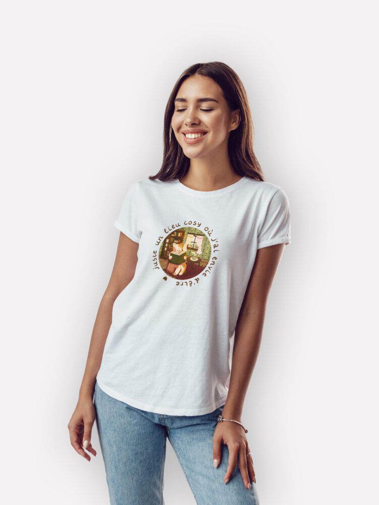 teeshirt femme chatleureux mockup front blanc