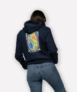 sweatshirt femme jungle mockup back bleu marine