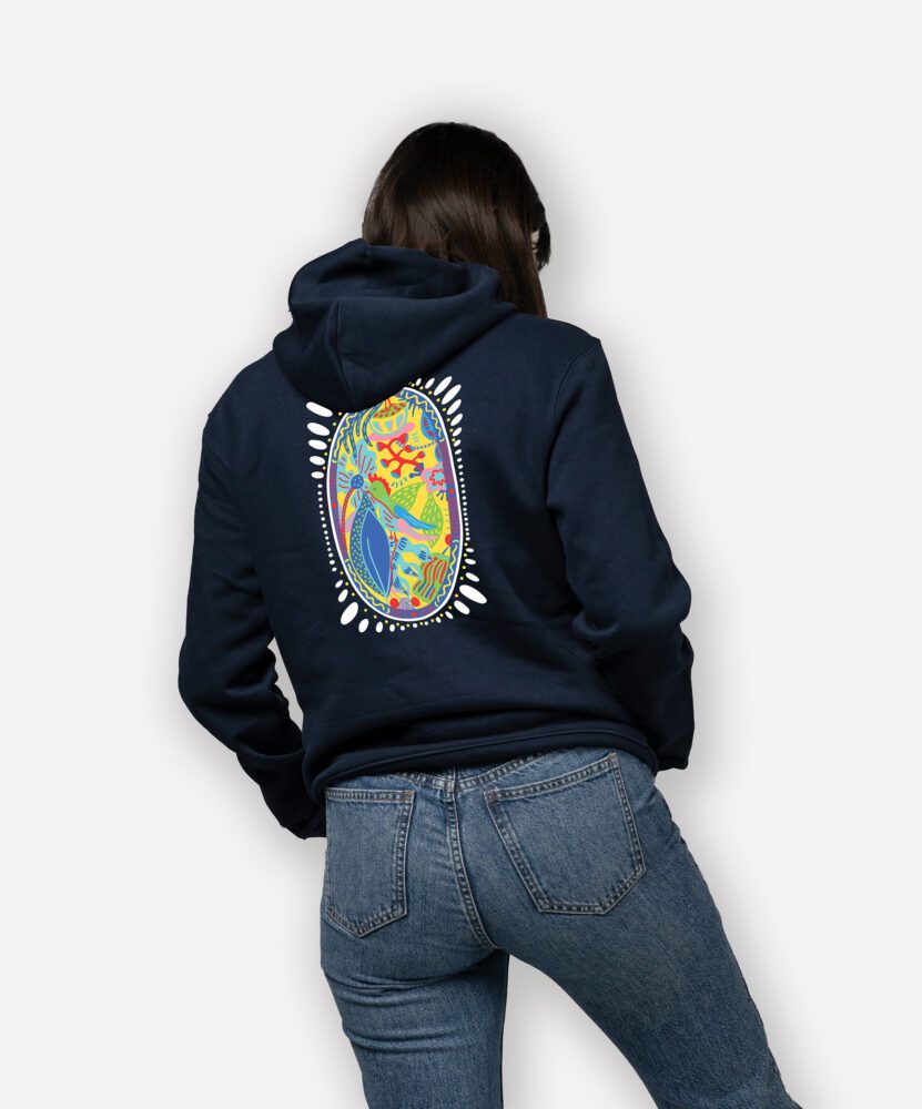 sweatshirt femme jungle mockup back bleu marine