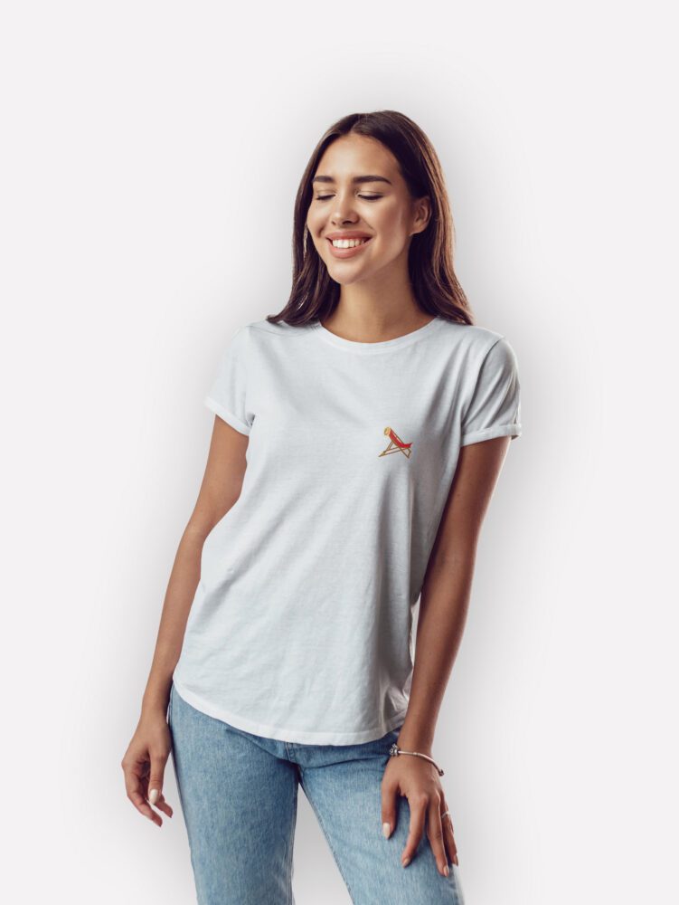 teeshirt femme mockup born for sunshine front blanc