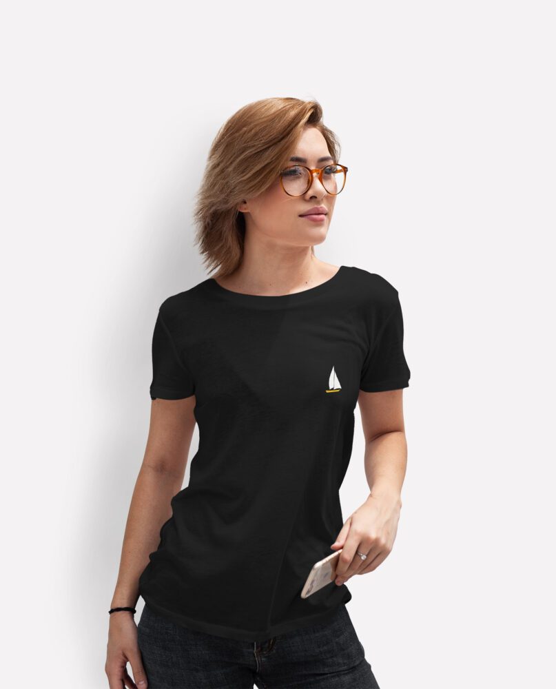 teeshirt femme mockup slow days only front noir